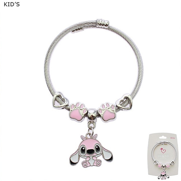 Kids Novelty Charm Stainless Steel Wire Bracelet (2293) .68 each