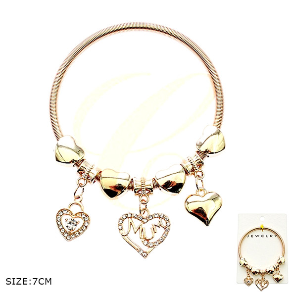 Spring Style Gold & Silver Charm Bracelet with MUM & Heart Charms .68 each