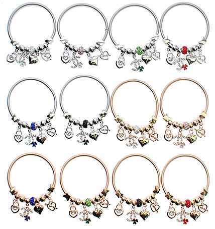 Spring Style Gold & Silver Charm Bracelet with Heart Charms .68 each