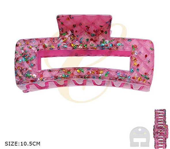4.1" Confetti-Print Rectangle Hair Claw Clips .68 each