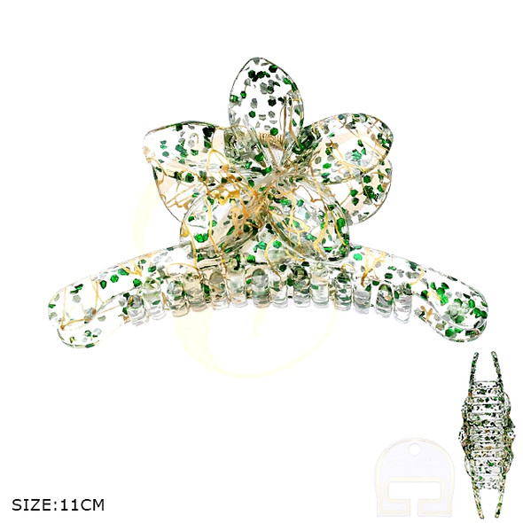 4.3" Floral Glitter Hair Claw Clip .68 each