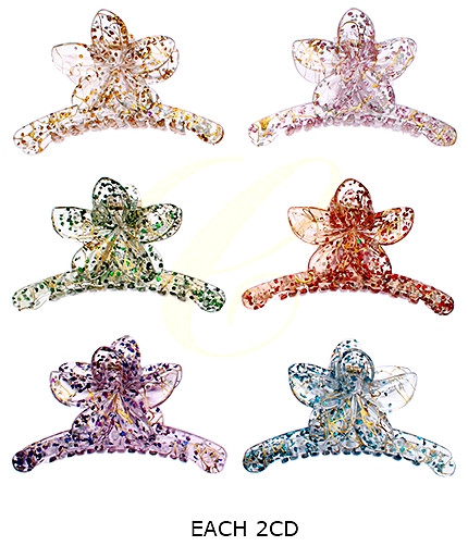 4.3" Floral Glitter Hair Claw Clip .68 each