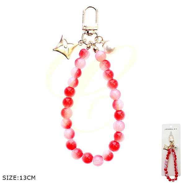 5.1" Beaded Wristlet Keychain with Charm .68 each