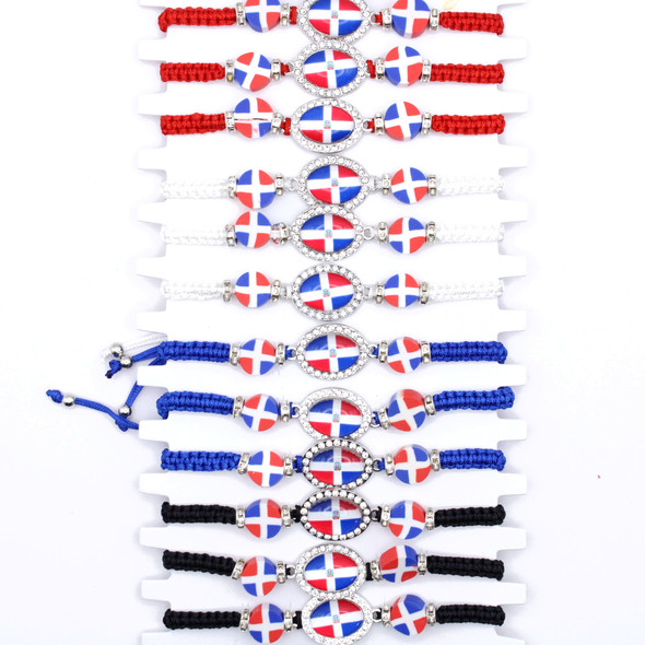 Dominican Republic Flag Braided Bracelet .68 each