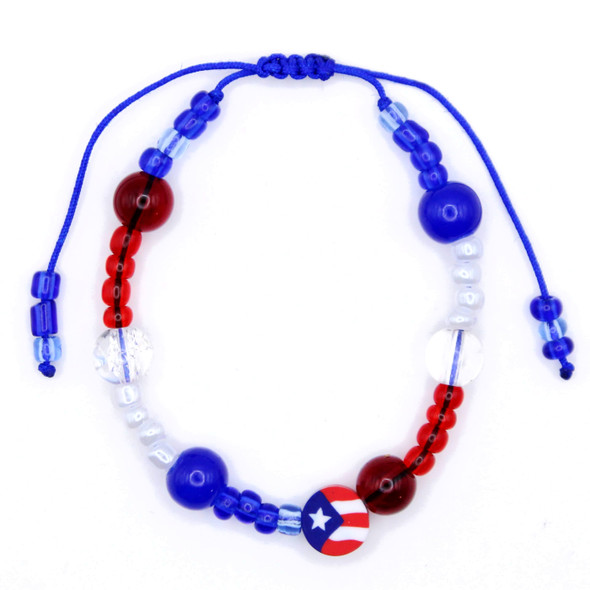 Puerto Rico Flag Beaded Adjustable Bracelet .68 each