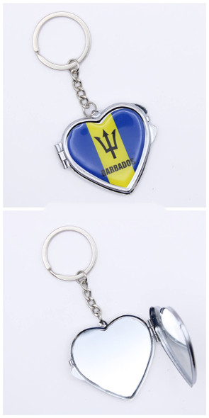 Barbados Flag Heart Keychain Mirror .82 each