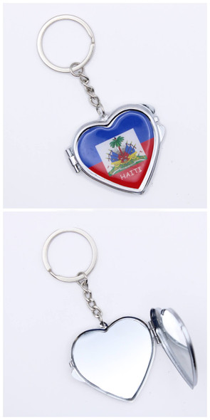 Haiti Flag Heart Keychain Mirror .82 each