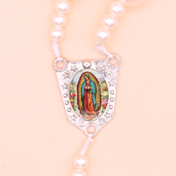 Large 36" Pearl Rosary Hanger w/ Guadalupe Picture $9 Per Piece