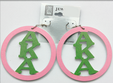 2.75" Round 2 Color Sorority Theme Wood Earrings .68 per pair 
