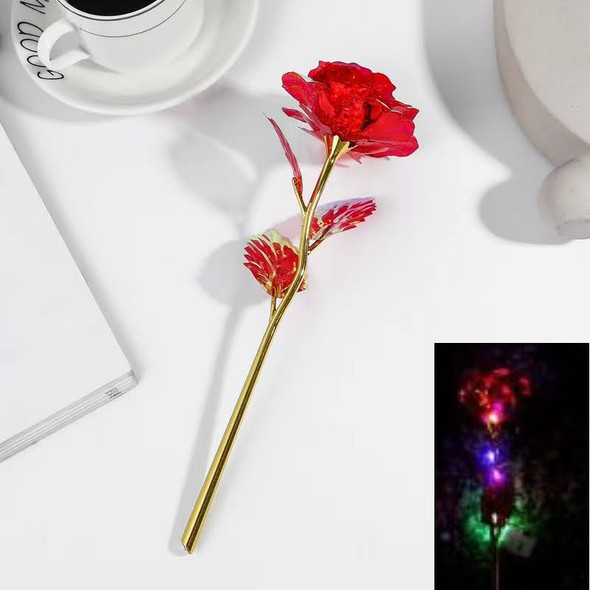 9.75" Light Up Shiny Wrapped Red Tone Rose w/ Gold Stem $1.25 each