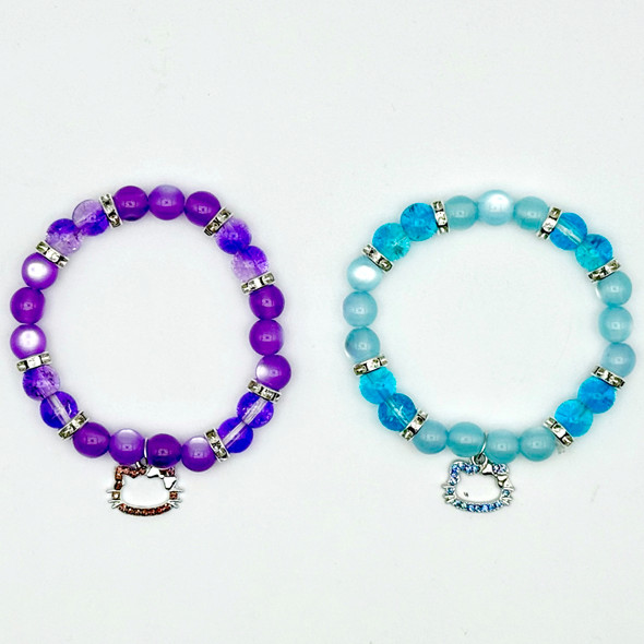 Sweet Sparkle Crystal Novelty Charm Beaded Bracelet .68 each