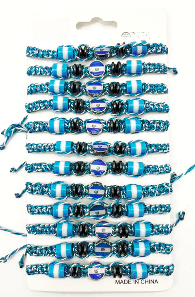 El Salvador Flag Braided Bracelets .68 each