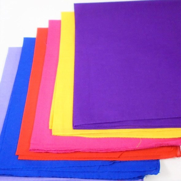 21" Square Cotton Bandana 12 Mixed Colors SOLID No Print .68 each