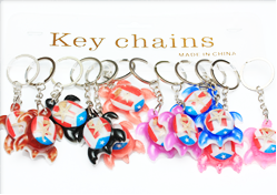 2" Acrylic Turtle Sea Life Inlay Keychain w/ Engraved Puerto Rico Flag .68 ea