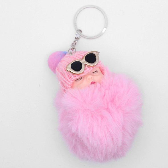 Cute Sleeping Doll Pom Pom Keychain with Sunglasses & Hat .68 each