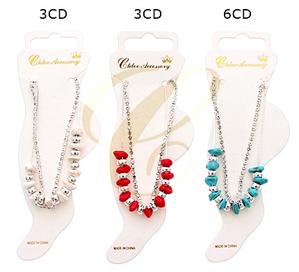 Asst Color Chipped Stone Anklets .68 each