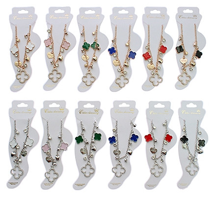 Quatrefoil & Heart Charm Anklet .68 each