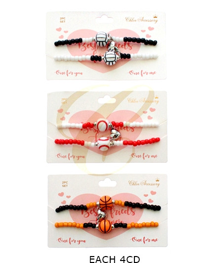 2 Pc Set Sports Friendship Magnetic Ball Bracelet .68 each set