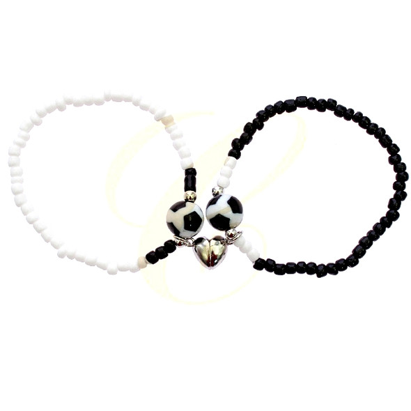 2 Pc Set Soccer Friendship Magnetic Ball Bracelet .68 each set