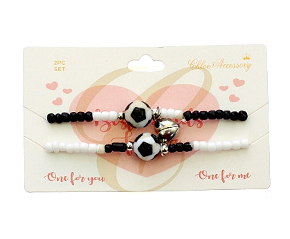 2 Pc Set Soccer Friendship Magnetic Ball Bracelet .68 each set