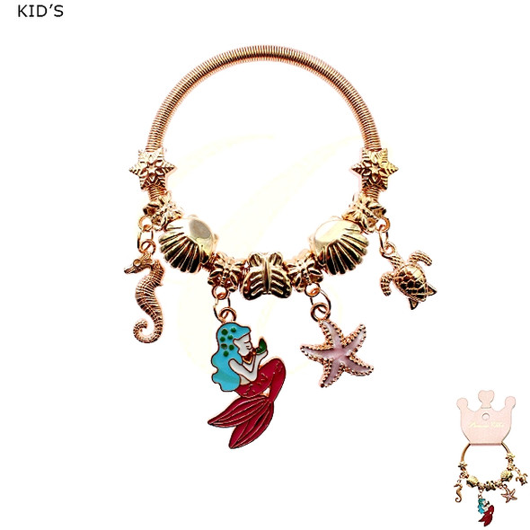 Kids Mermaid & Sea Life Charm Bangle Bracelet .68 each