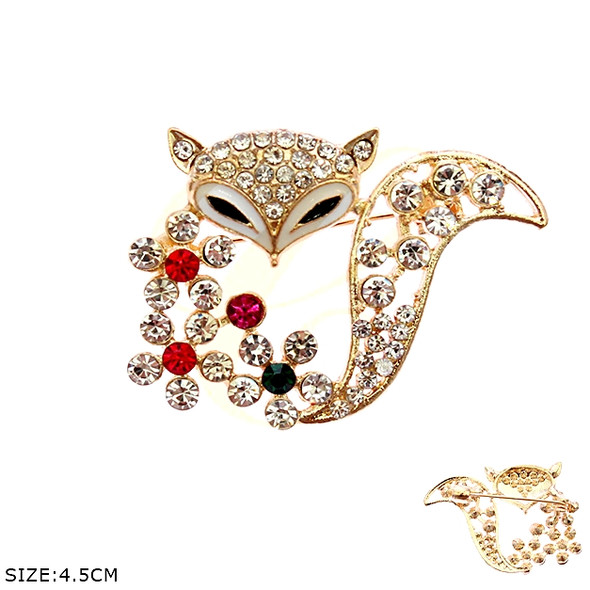 1.8" Rhinestone Fox Brooch Pin .68 each