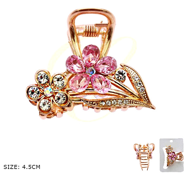 1.8" Crystal Flower Hair Claw .68 each