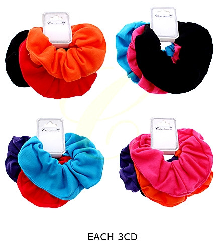 3 Pc Set Solid Asst Color Scrunchie .68 each set