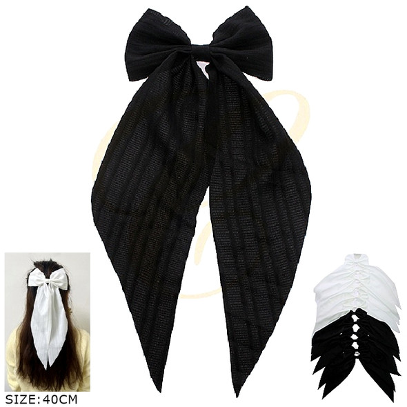 15.7" Long Tail Chiffon Gator Clip Hair Bow .68 each