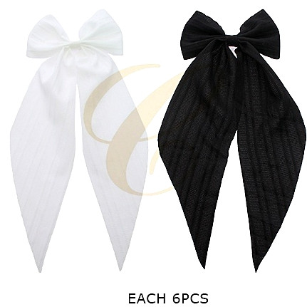 15.7" Long Tail Chiffon Gator Clip Hair Bow .68 each