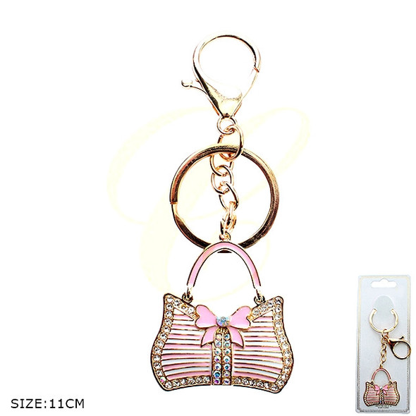 4.3" Rhinestone Handbag Charm Keychain with Bow .68 each