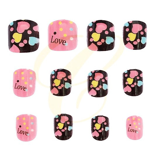 Kids Love Splash Theme Design 12 Pack Pre Glued Nails .68 each set