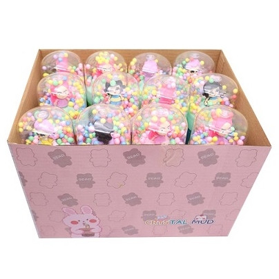 6.4" Large Crystal Mud Slime Jar with Novelty Figurines 12 pcs per display box .87 each