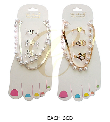 Pearl Chain Anklet & Toe Ring Set .68 each set
