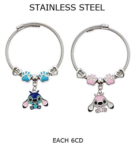 Kids Novelty Charm Stainless Steel Wire Bracelet (2293) .68 each