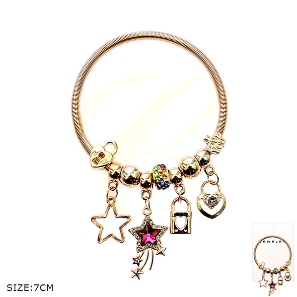 Spring Style Gold & Silver Charm Bracelet with Shooting Star Charms .68 each