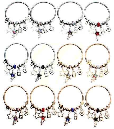 Spring Style Gold & Silver Charm Bracelet with Shooting Star Charms .68 each