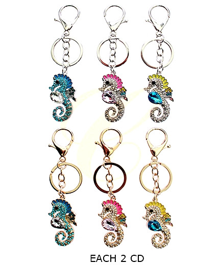 4.5" Rhinestone Seahorse Keychain .68 each