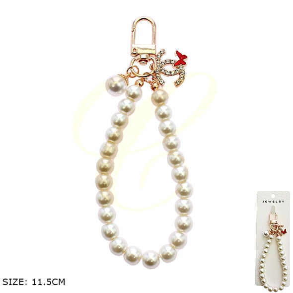 Pearl Wristlet Keychain with Charm .68 each