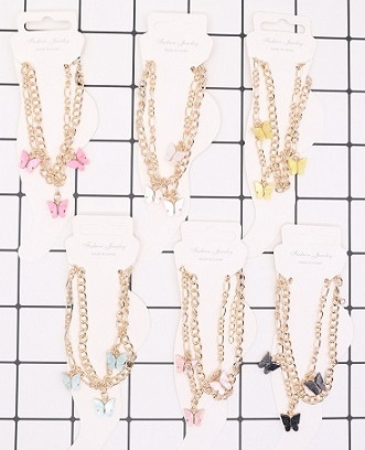 Layered Anklet with Butterfly Charms .68 each