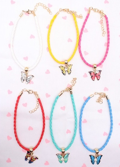 Braided Cord Anklet with Butterfly Pendant .68 each