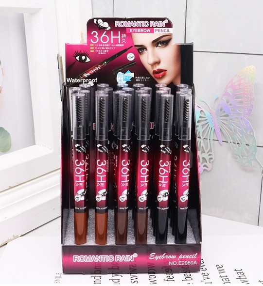 36H Smudge Proof Eyebrow Pencil with Brush 24 PCS Display Box .75 each