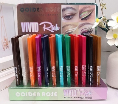 Vivid Rich Mechanical Retractable Color Eyeliners 36 PCS Display Box .75 each