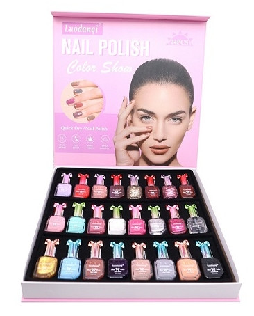 Assorted Trendy Shades Nail Polish Color Show 24 PCS Gift Box Set .75 each