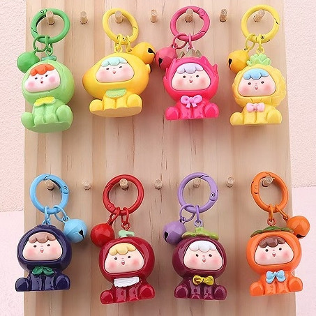 Cute Doll Character Key Rings with Bell .68 each