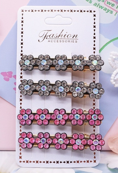 4 Pc Set Rhinestone Flower Hair Clips .68 each set