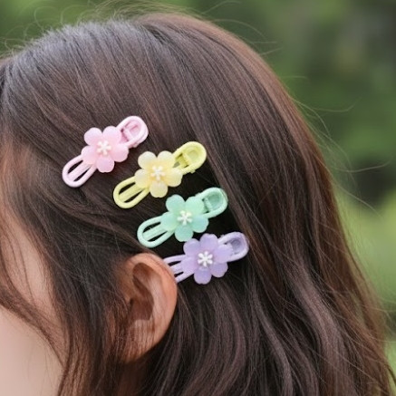 3 Pc Set Pastel Flower Hair Clips .68 each
