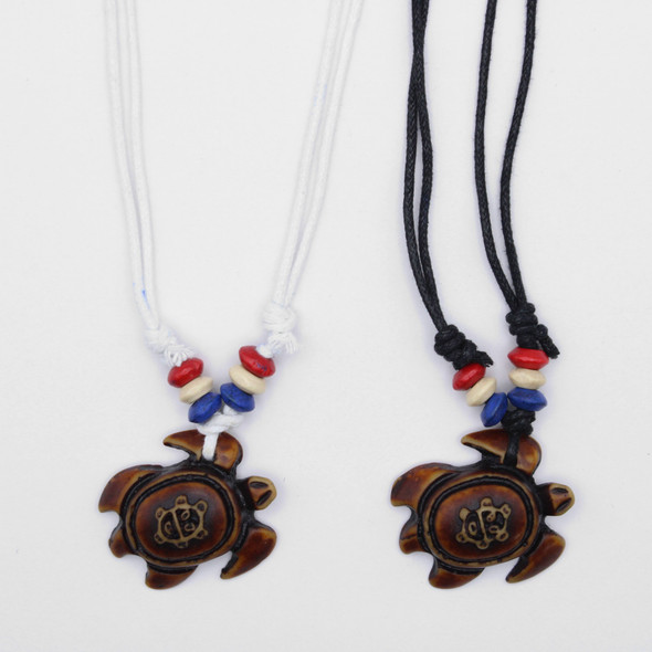Adjustable Cord Necklace with Tribal Sea Turtle Charm (1523) .68 each