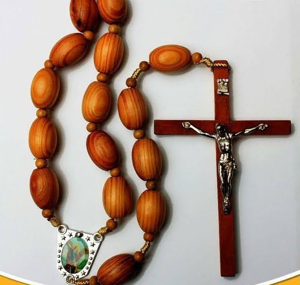 53" Long Large Wood Rosary Hanger w/ Mixed Saint Michael Dark Brown Color $7.50 Per Piece 