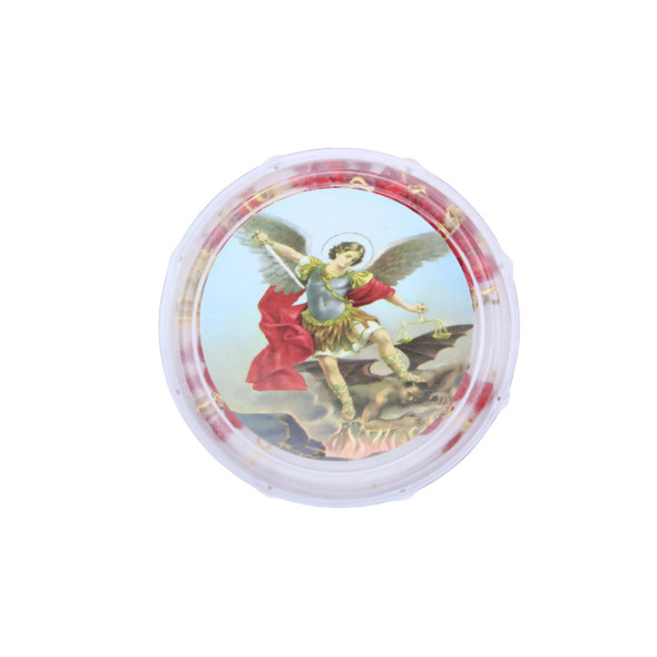 36" Saint Michael Red Bead Gold & Silver Chain Rosary In Keepsake Box .68 each